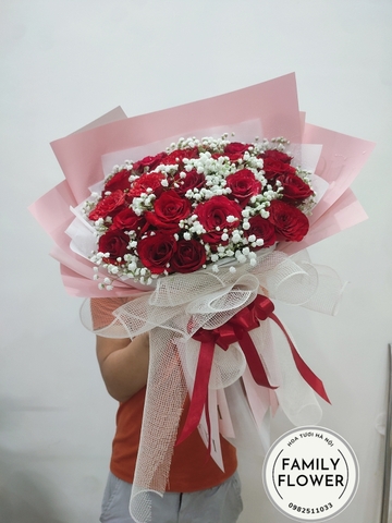 Bó hoa hồng đỏ ngọt ngào tặng người yêu tại Hà Nội. Hoa tươi Hà Nội - Điện hoa Hà Nội