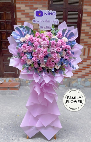 Kệ hoa tone tím tặng khai trương ở quận Ba Đình , Đống Đa Hà Nội ! Đặt hoa online Hà Nội