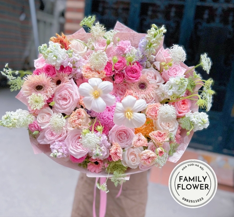 Hoa tươi Hà Nội ! Bó hoa tone hồng tặng bạn gái ở quận Cầu Giấy Hà Nội ! Hoa Hà Nội