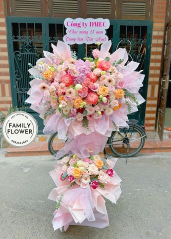 Kệ hoa chúc mừng ngày thành lập công ty , sinh nhật công ty , kệ hoa 2 tầng Hà Nội