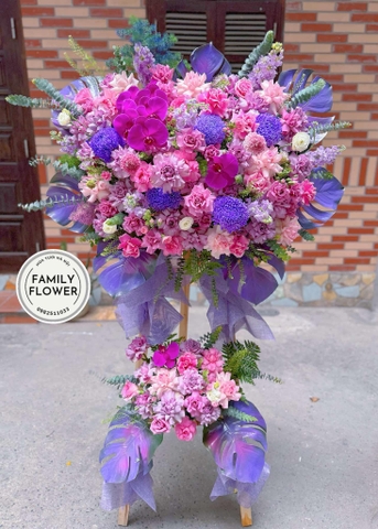 Kệ hoa tone tím  hồng chúc mừng quận Cầu Giấy , Nam Từ Liêm Hà Nội ! Hoa khai trương Hà Nội