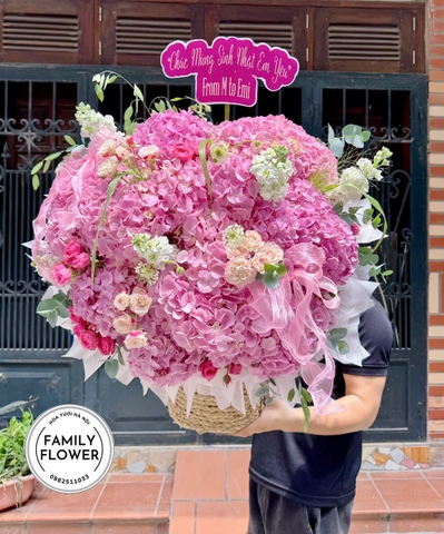 Lẵng Hoa Cẩm Tú Cầu Hồng Đẹp Sang Trọng Tặng Sinh Nhật – Family Flower Hà Nội - Giao Hoa Nhanh Hà Nội