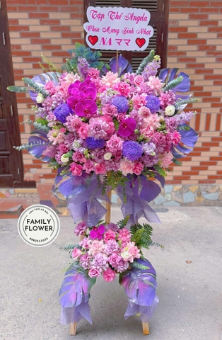 Kệ hoa tone tím  hồng chúc mừng quận Cầu Giấy , Nam Từ Liêm Hà Nội ! Hoa khai trương Hà Nội