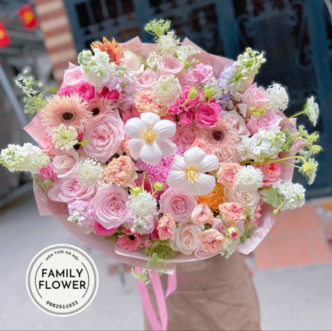 Hoa tươi Hà Nội ! Bó hoa tone hồng tặng bạn gái ở quận Cầu Giấy Hà Nội ! Hoa Hà Nội