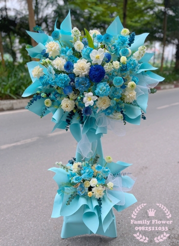 Kệ hoa xanh dương chúc mừng khai trương, sự kiện ở quận Đống Đa Hà Nội, hoa tươi Hà Nội