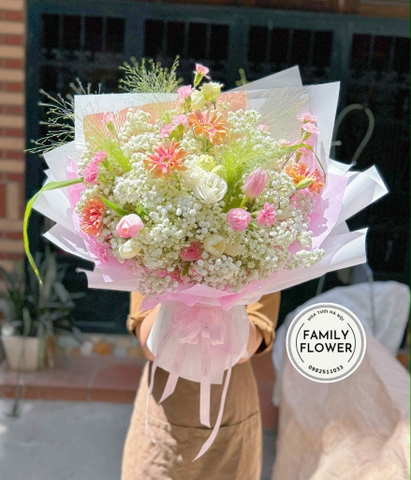 Bó hoa baby mix tulip mix hoa phụ tặng sinh nhật quận Ba Đình Hà Nội ! Hoa tươi Ba Đình