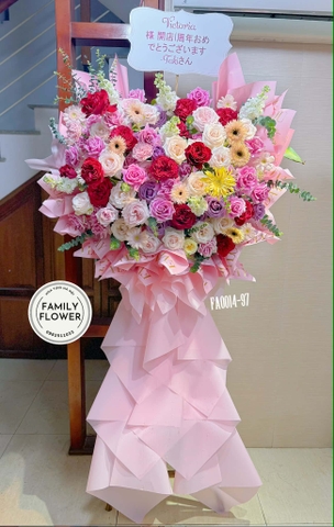 Kệ hoa tone hồng chúc mừng ! Hoa tươi Hà Nội ! Family flower