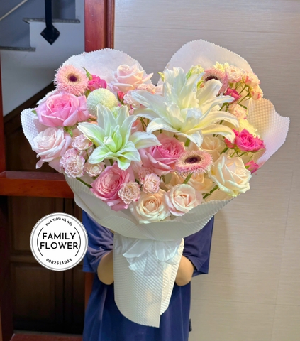 Bó Hoa Hồng Pastel Mix Lily Thanh Nhã – Hoa Tặng Sinh Nhật, Người Thương | Family Flower
