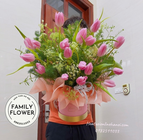 Hoa tulip Hà Nội ! Lẵng hoa tulip tặng sinh nhật mẹ , vợ ở Hà Nội ! Đặt hoa online Hà Nội