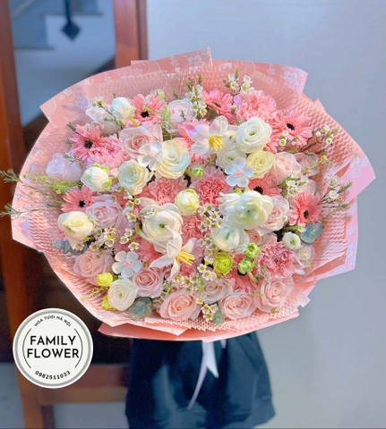 Bó hoa tặng bạn gái nhân dịp valetine' hoa valentine Hà Nội ! Family flower hoa tươi Hà Nội
