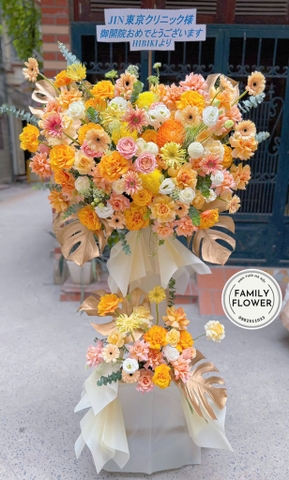 Kệ hoa tone vàng cam tặng chúc mừng ngày Báo chí Việt Nam tại Hà Nội ! Mua hoa tươi online tại Hà Nội