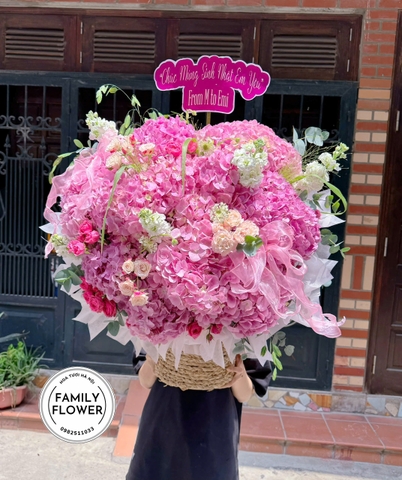 Lẵng Hoa Cẩm Tú Cầu Hồng Đẹp Sang Trọng Tặng Sinh Nhật – Family Flower Hà Nội - Giao Hoa Nhanh Hà Nội