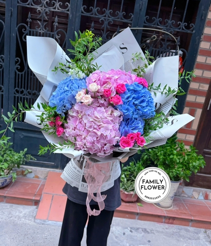 Bó Hoa Cẩm Tú Cầu Xanh Hồng Mix Hoa Hồng Đẹp Tặng Sinh Nhật Hà Nội | Family Flower