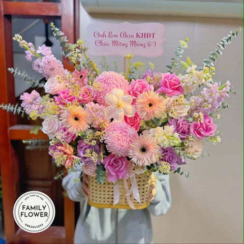 Hoa 8 tháng 3 ! Hoa tươi Hà Nội ! Lẵng hoa chúc mừng đối tác, đồng nghiệp nhân dịp 8-3