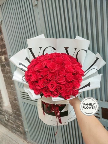 Bó hoa hồng đỏ 60 bông tặng nàng. Hoa hồng đỏ Hà Nội. Điện hoa Hà Nội.