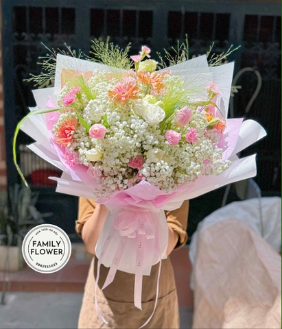 Bó hoa baby mix tulip mix hoa phụ tặng sinh nhật quận Ba Đình Hà Nội ! Hoa tươi Ba Đình