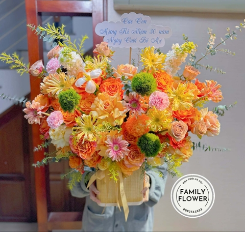Lẵng hoa chúc mừng ngày 8 tháng 3 ! Hoa 8 tháng 3 Hà Nội ! Family flower hoa 8 tháng 3 Hà Nội