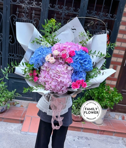 Bó Hoa Cẩm Tú Cầu Xanh Hồng Mix Hoa Hồng Đẹp Tặng Sinh Nhật Hà Nội | Family Flower