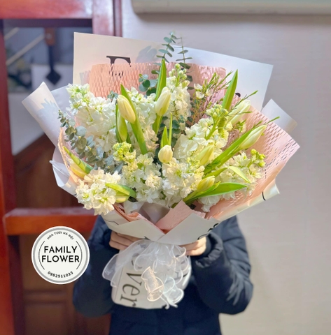 Bó hoa phi yến mix tulip tặng bạn gái, người yêu ! Hoa tươi Hà Nội ! Mua hoa tươi Hà Nội