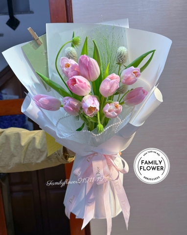 Bó Hoa Tulip Hồng Pastel Thanh Lịch – Hoa Tươi Hà Nội | Family Flower