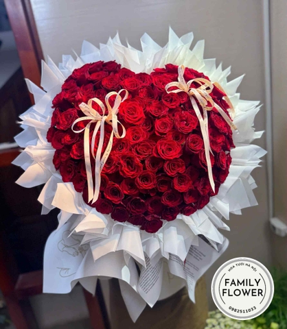 Bó hoa hồng đỏ trái tim tặng vợ người yêu nhân dịp valentine ! Hoa valentine Hà Nội