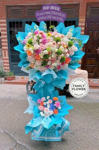 Kệ hoa chúc mừng khai trương , hoa khai trương Cầu Giấy , family flower hoa tươi Hà Nội