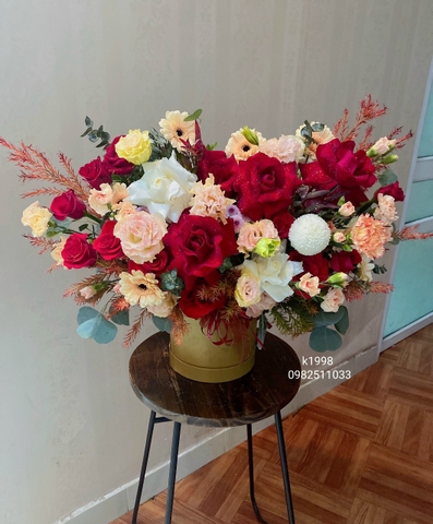 Hộp hoa hồng đỏ chúc mừng khai trương ở Hà Nội - Đặt hoa online - Hoa tươi Hà Nội.