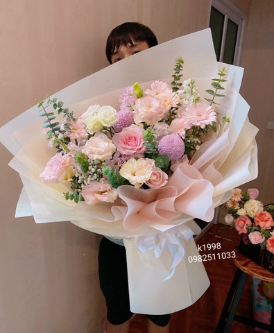 Bó hoa tone hồng đẹp tặng sinh nhật, khai trương - Hoa tươi Hà Nội - Đăt hoa online