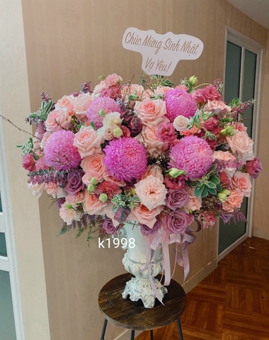 Bình hoa cúc mẫu đơn sang chúc mừng sinh nhật Sếp tại Hà Nội - Hoa tươi Hà Nội - Điện hoa Hà Nội