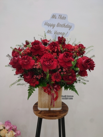 Lẵng hoa đỏ rực rỡ mừng khai trương tại Hà Nội - Hoa tươi quận Càu Giấy, Ba Đình, Hà Nội - Đặt hoa online