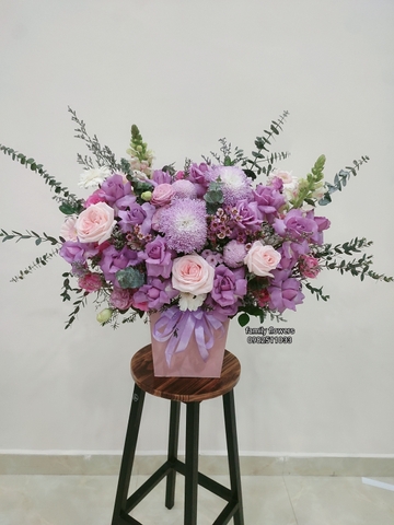 Lẵng hoa tone tím thủy chung tại Hà Nội - Hoa sinh nhật - Điện hoa Hà Nội