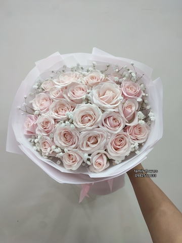 Bó hoa hồng mix hoa baby chúc mừng sinh nhật vợ yêu tại Hà Nội - Hoa tặng vợ tại Hà Nội