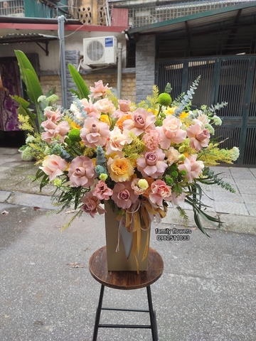 Lẵng hoa tone màu coffee chúc mừng khai trương, sinh nhật tại Hà Nội - Đặt hoa online - Hoa tươi Hà Nội