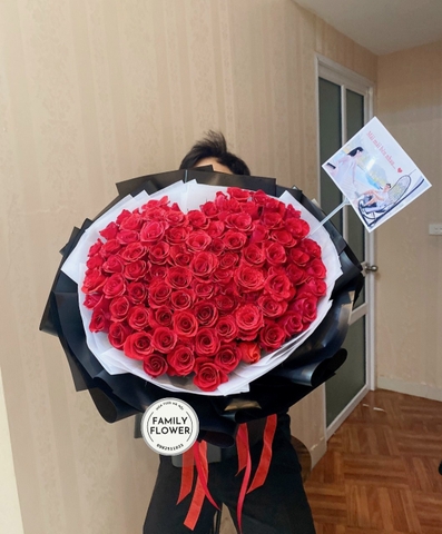 Bó hoa hồng hình trái tim 90 bông tặng người ấy - Hoa tươi Hà Nội - Đặt hoa online