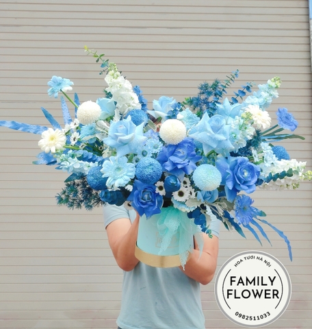 Lẵng hoa xanh tặng sinh nhật sếp , đối tác quan trọng , hộp hoa xanh tươi tại Cầu Giấy - Hà Nội