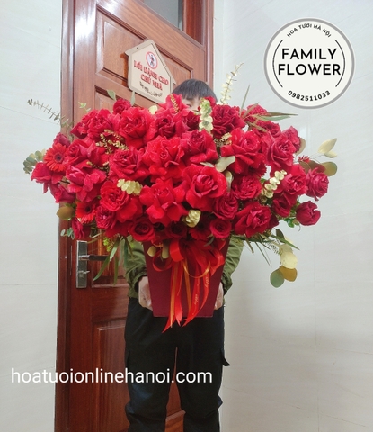 Hoa hồng đỏ Hà Nội . Lẵng hoa hồng đỏ chúc mừng sinh nhật vợ, bà Xã ở Hà Nội.