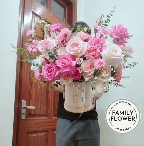 Tiệm hoa tươi Hà Nội . Hộp hoa chúc mừng khai trương, sinh nhật công ty ở quận Cầu Giấy - Hà Nội