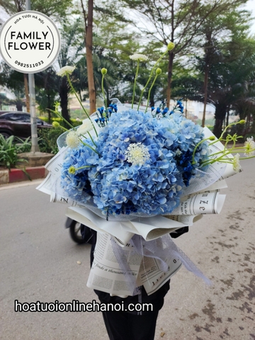 Bó hoa cẩm tú cầu xanh tặng sinh nhật ở Hà Nội. Hoa tươi Hà Nội