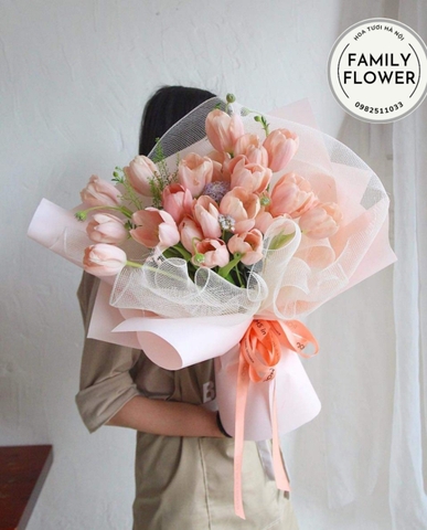 Bó hoa chúc mừng sinh nhật ! Bó hoa Tulip hồng tại Hà Nội.