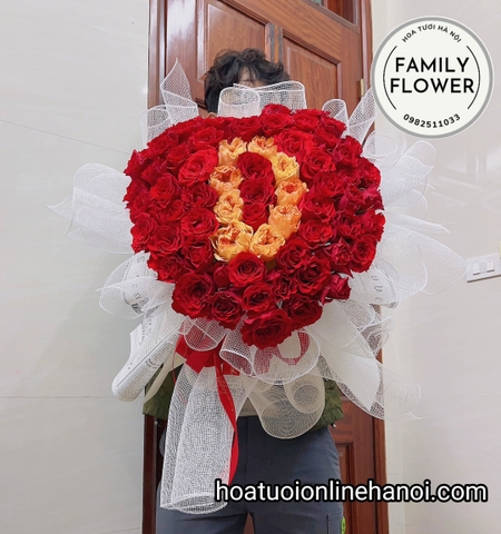 bó hoa trái tim tặng người yêu nhân ngày quốc tế phụ nữ mùng 8 tháng 3