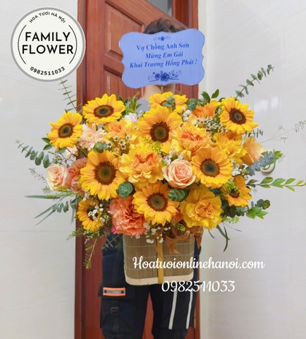 Hoa hướng dương! Lẵng hoa hướng dương chúc mừng khai trương hồng phát !