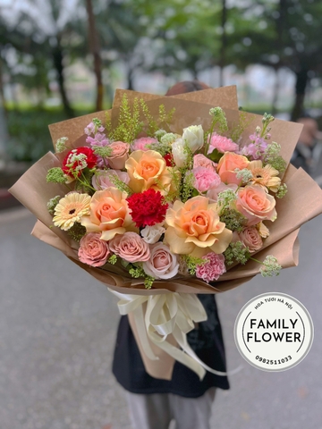 Bó hoa tone cam tặng bố , chồng , anh trai ở Hà Nội! Đặt hoa online Hà Nội
