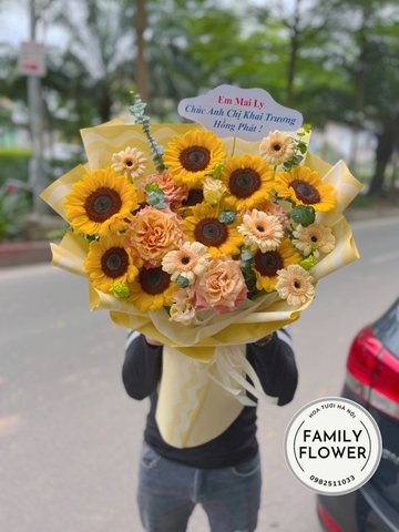 Hoa tươi Cầu Giấy ! Bó hoa hướng dương tặng khai trương quận Cầu Giấy - Hà Nội