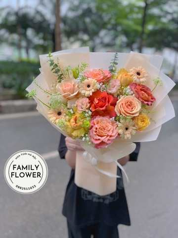 Đặt hoa online Cầu Giấy ! Bó hoa tone cam tặng sinh nhật bố ở quận Cầu Giấy