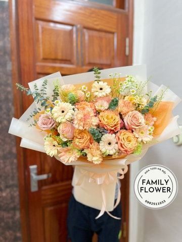 Bó hoa tặng tone cam tặng nam ở quận Ba Đình ! Mua hoa tươi Ba Đình