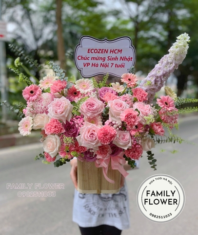 Mua hoa tươi Cầu Giấy ! Lẵng hoa chúc mừng sinh nhật công ty quận Cầu Giấy Hà Nội