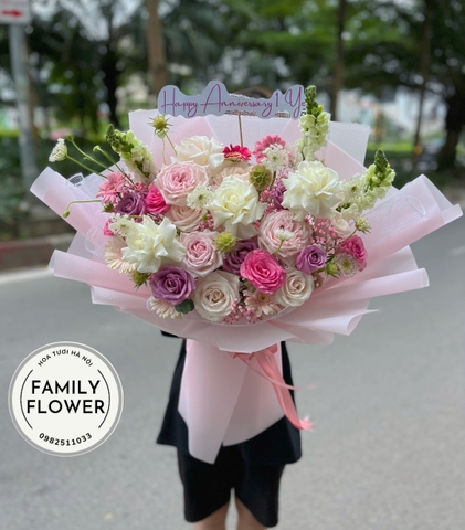 Hoa tặng bạn gái ở Hà Nội ! Bó hoa kỷ niệm 1 năm yêu nhau ở Hà Nội