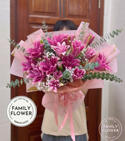 Bó hoa ly kép tặng sinh nhật mẹ ở Cầu Giấy , Ba Đình , Đống Đa Hà Nội . hoa tặng mẹ ở HÀ NỘI