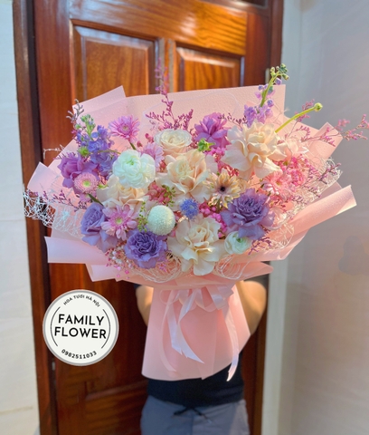 Bó hoa tặng vợ nhân ngày quốc tế phụ nữ 8 tháng 3 ở quận Cầu Giấy Hà Nội ! Mua hoa 8-3 !Mua hoa tươi tại Hà Nội