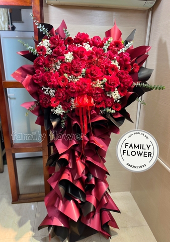Kệ hoa hồng đỏ tặng khai trương Ba Đình , Cầu Giấy Hà Nội ! Mua hoa khai trương